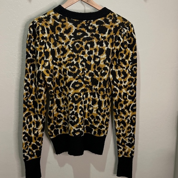 Cheetah Sweater Who What Wear Animal Print Leopard Top Shirt Pullover Fall - Picture 3 of 10